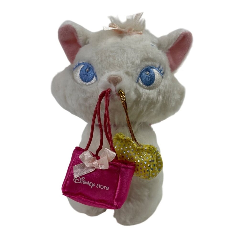 Disney Store 6" Shopping Marie Aristocats  Plush Stuffed Toy White Cat Kitten